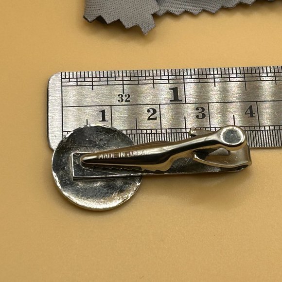 Vintage Made in Japan Silver and Black Lucky Number 13 Mens Tie Clip Clasp - Picture 4 of 5